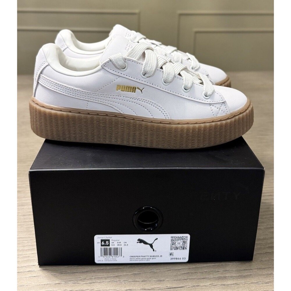 PUMA FENTY Junior Creeper Phatty Nubuck Sneakers. Warm White. Size 6.5 - Picture 4 of 10